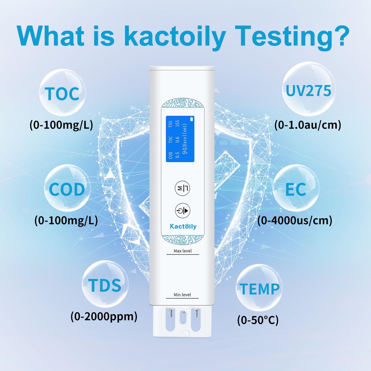 6 in 1 Water Testers for Drinking Water, Accurate Digital Pool Water Tester, UV275/TOC/COD/EC/Temp/TDS Meter Digital Water Tester for Well, Tap Water, Aquarium