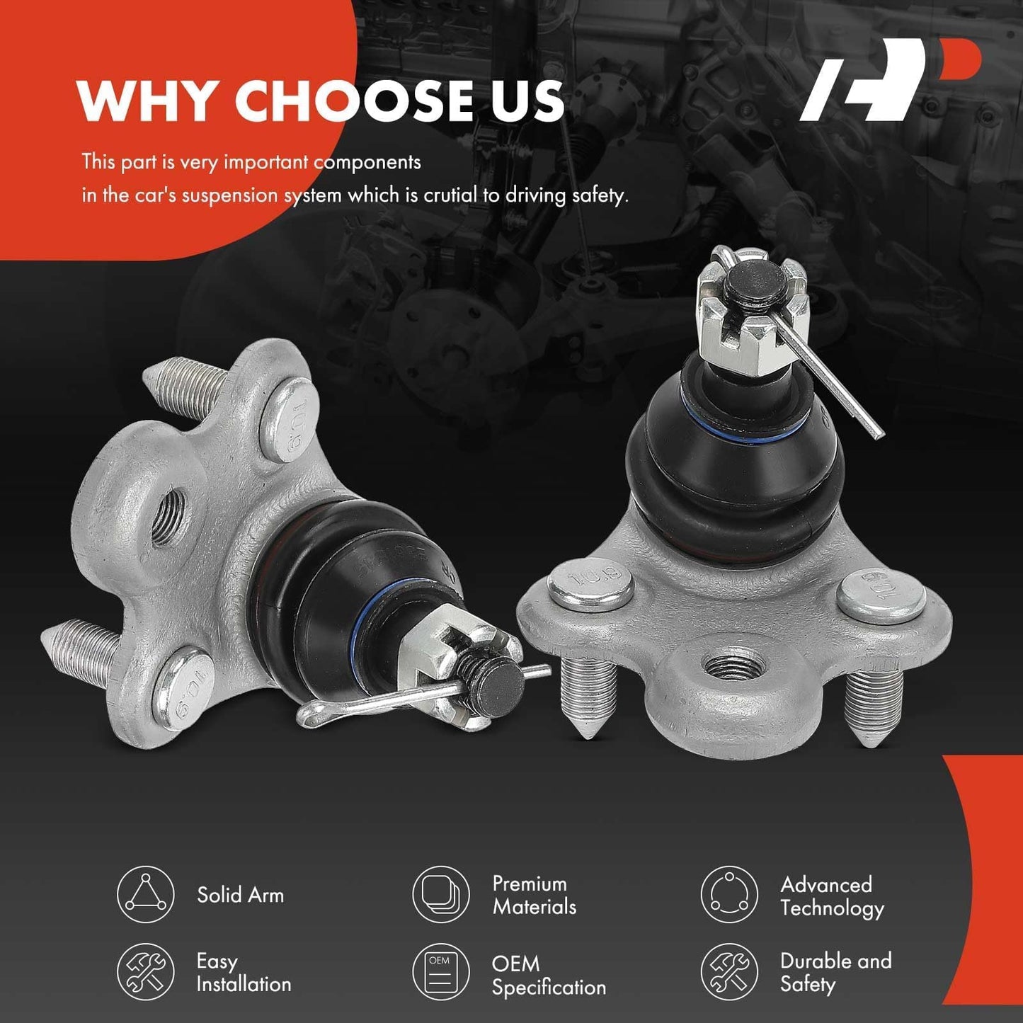A-Premium Ball Joint Kit Replacement for Honda CR-V 2007-2016 HR-V Acura RDX, Front Lower, A Set of 2