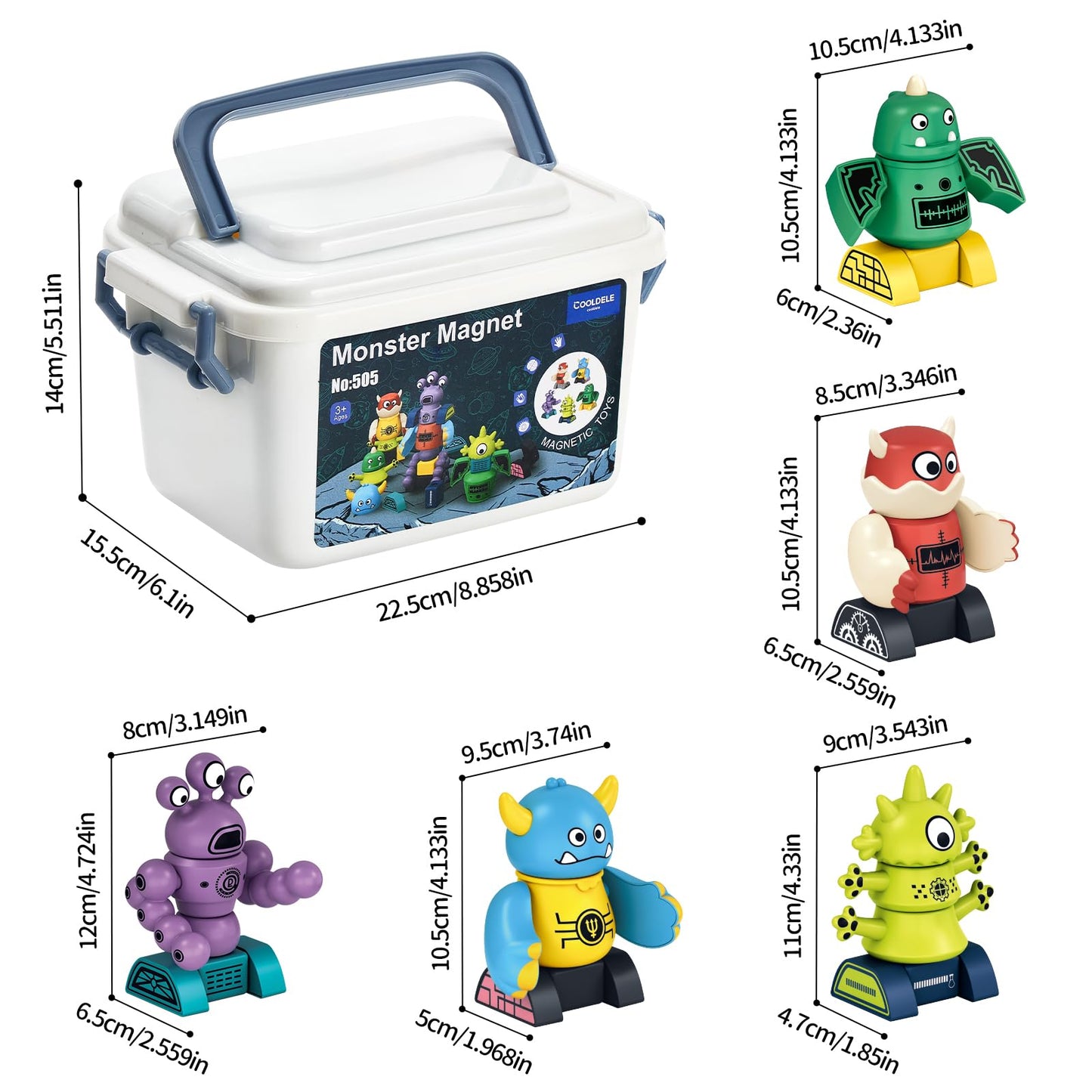 Cooldele STEM Magnetic Robot Toys for Kids Ages 3 4 5 6 7 8, Transformable Stacking Robots and Monsters with Storage Box,Awesome Birthday Xmas Gift for Boys Girls Kids Ages 3-8