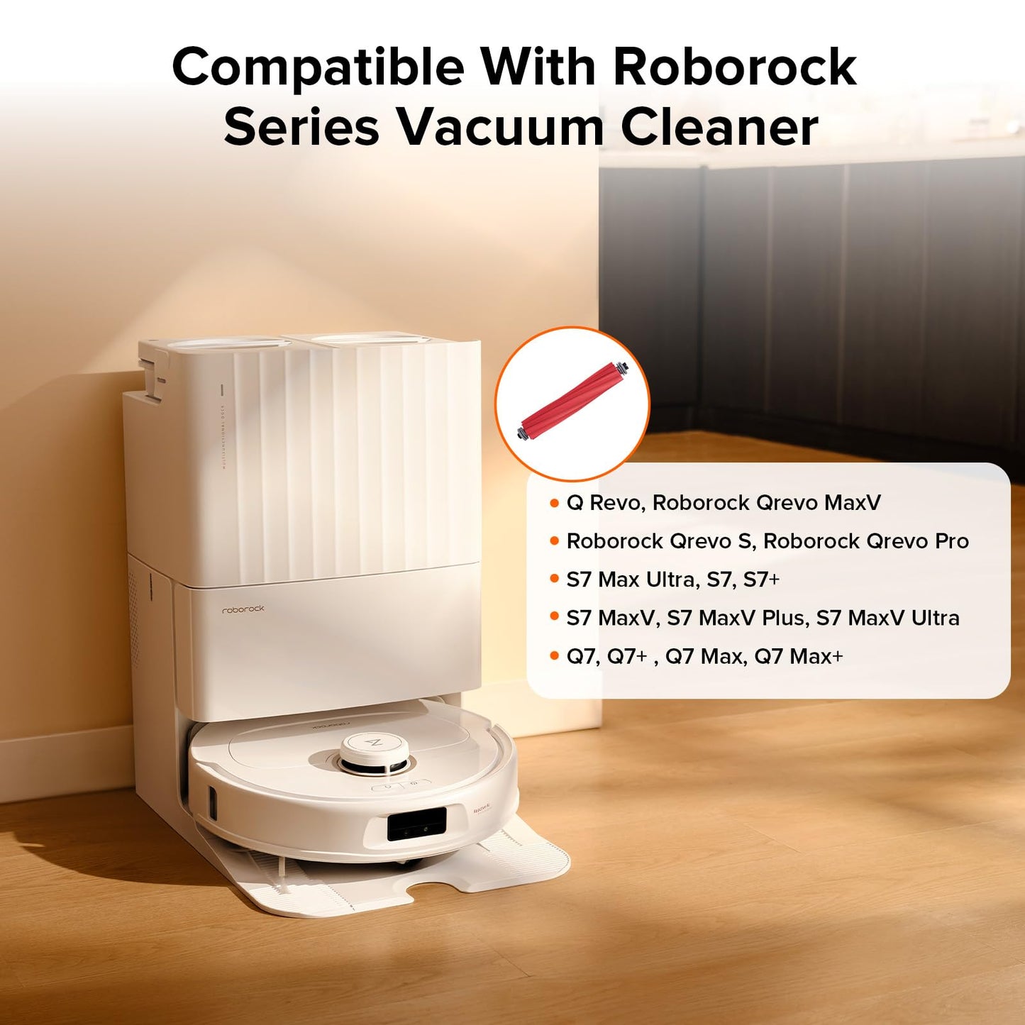 roborock Rubber Main Brush Replacement for Qrevo S Pro, QV 35A, Q Revo Series, S7 Max Ultra, Q7 Series Robot Vacuum