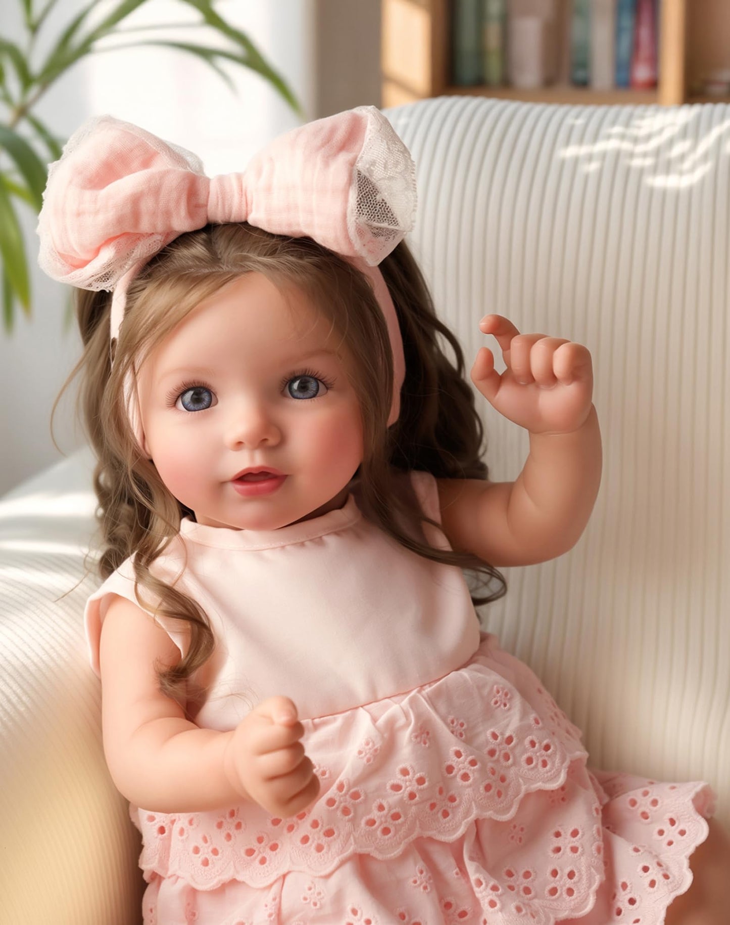 BABESIDE Lifelike Reborn Baby Dolls Dara - 20 Inch Realistic-Newborn Baby Doll Brown Hair Girl Handmade Real Life Toddler Dolls with Clothes and Toy Accessories Gift for Kids Age 3+