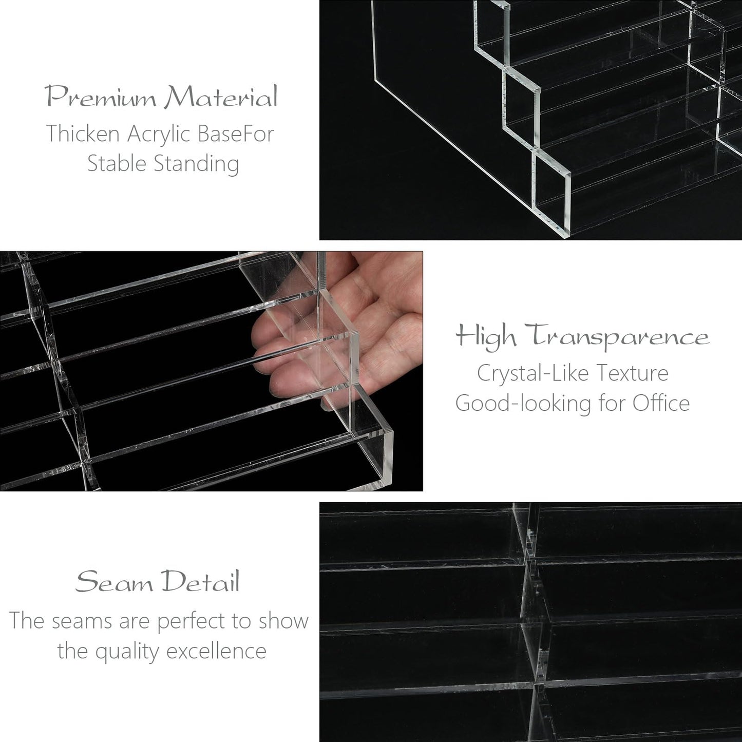 Vevitts 20 Slots Glass Business Card Holder Stand - Acrylic Name Card Display Stand Office Desktop Countertop Business Card Organizer