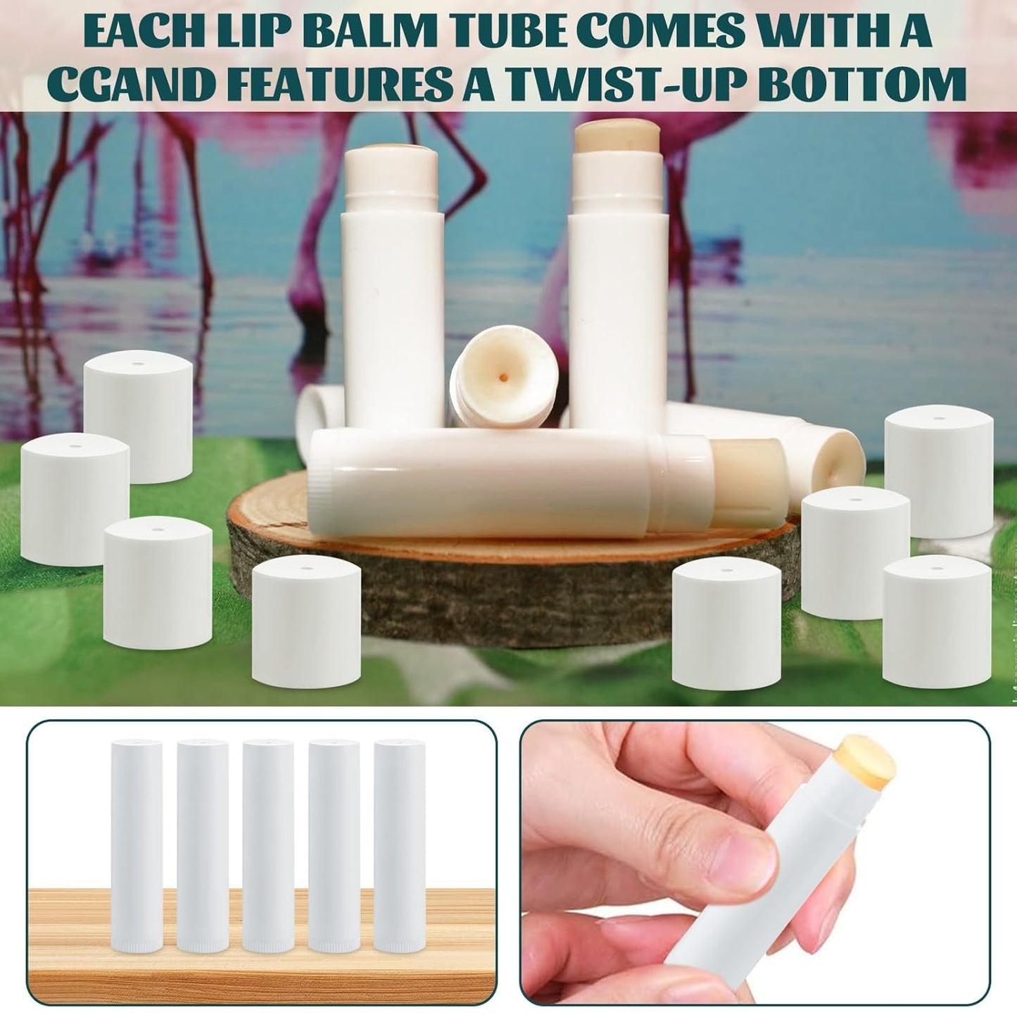 200PCS Plastic Lip Balm Tubes 5ml/5g White Lip Balm Container Tubes with Filling Tray and Spatula, Leak Free, Refillable