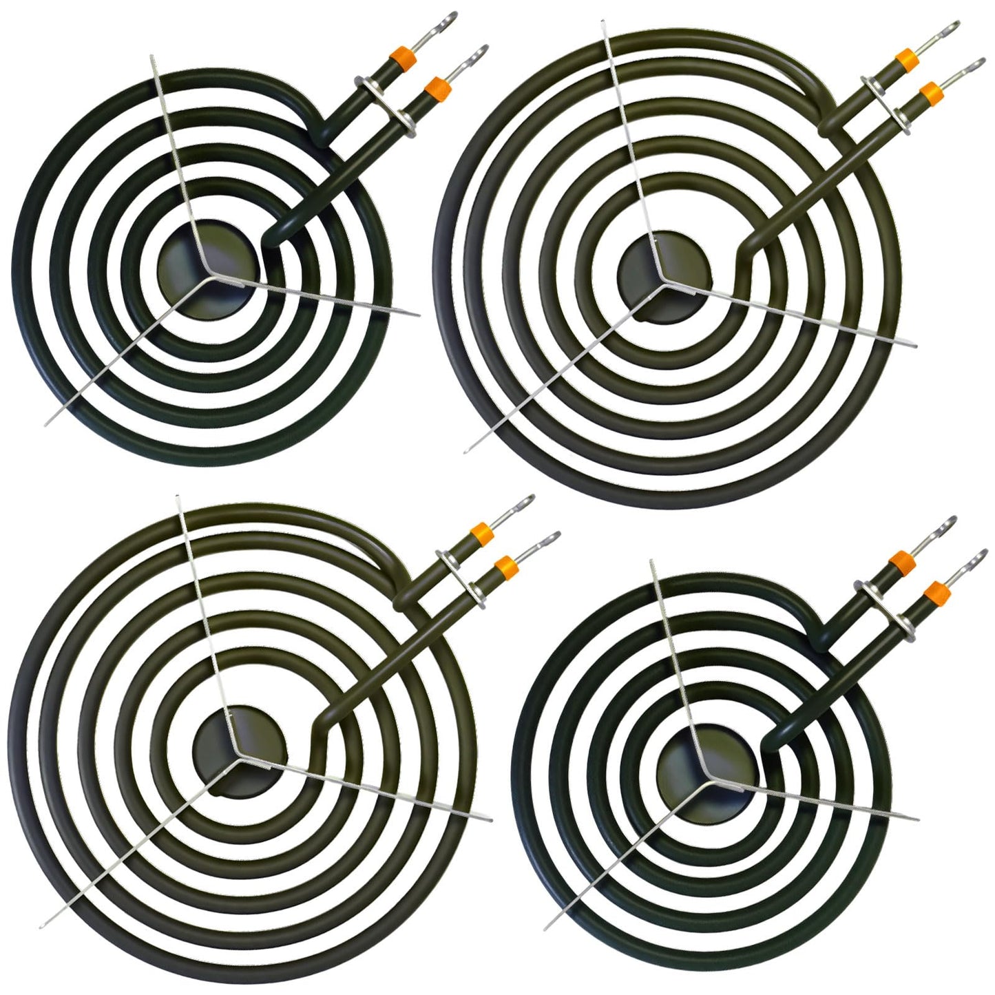 4-Pack MP22YA Electric Range Burner Element Set (2x MP15YA 6" & 2x MP21YA 8") Surface Coil Units for Whirlpool, Kenmore, Maytag, KitchenAid, Amana Stove - Replaces WP314014, 540331014, 484783