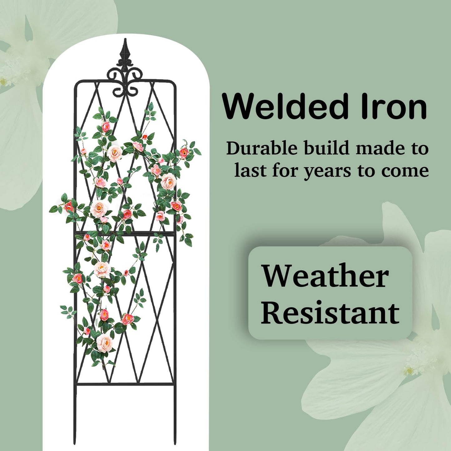 Garden Trellis for Climbing Plants Outdoor, Metal Garden Trellises, Decorative Fencing Flower Trellis with Durable Powder Coating for Vines Plant Rose, Vegetable Support (2, Pattern-A)