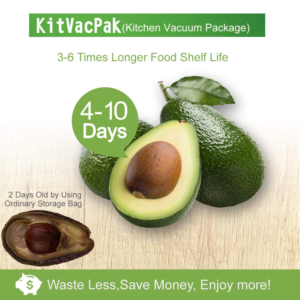 KitVacPak 200 Pint 6X10 Food Sealer Vacuum Sealer Bags with Commercial Grade, BPA Free, Heavy Duty.Vacuum Sealer Freezer Bags Compatible with Any Types Vacuum Sealer