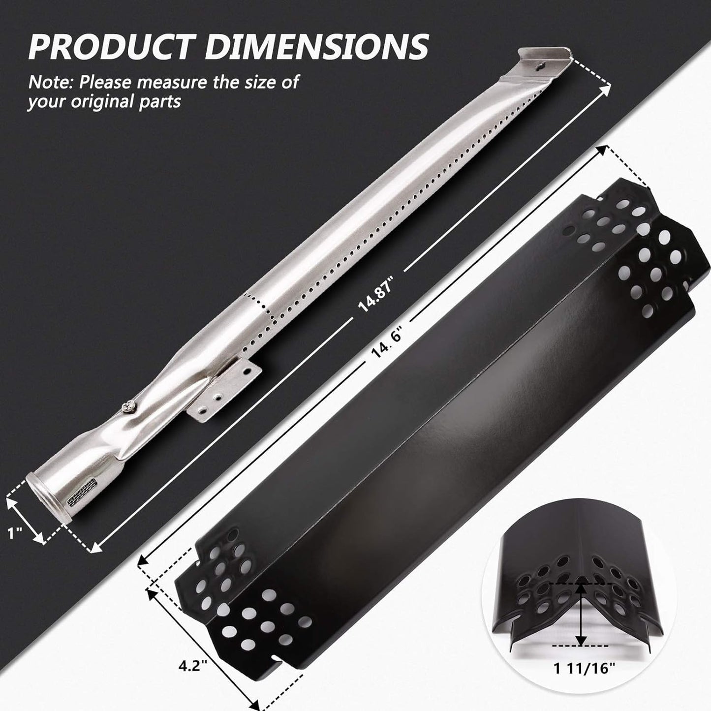 Criditpid Barbecue Replacement Parts for Nexgrill 6 Burner 720-0898 720-0898A, Nexgrill 720-0888 720-0888N, 720-0830H 720-0783E. BBQ Heat Plates, Burner Tubes & Igniters Kit.