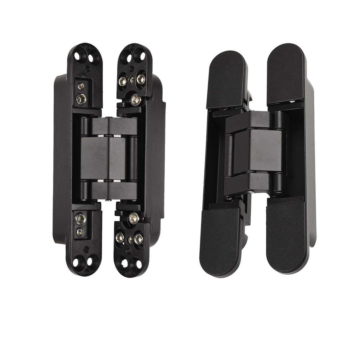 TamBee 6inch Hidden Door Hinges Invisible Hinges Concealed Hinges Zinc Alloy 180 Degree Swing Hinge 3 Way Adjustable Butt Hinge 6 x 2.5 x 1 inch Black (Black,6inch)