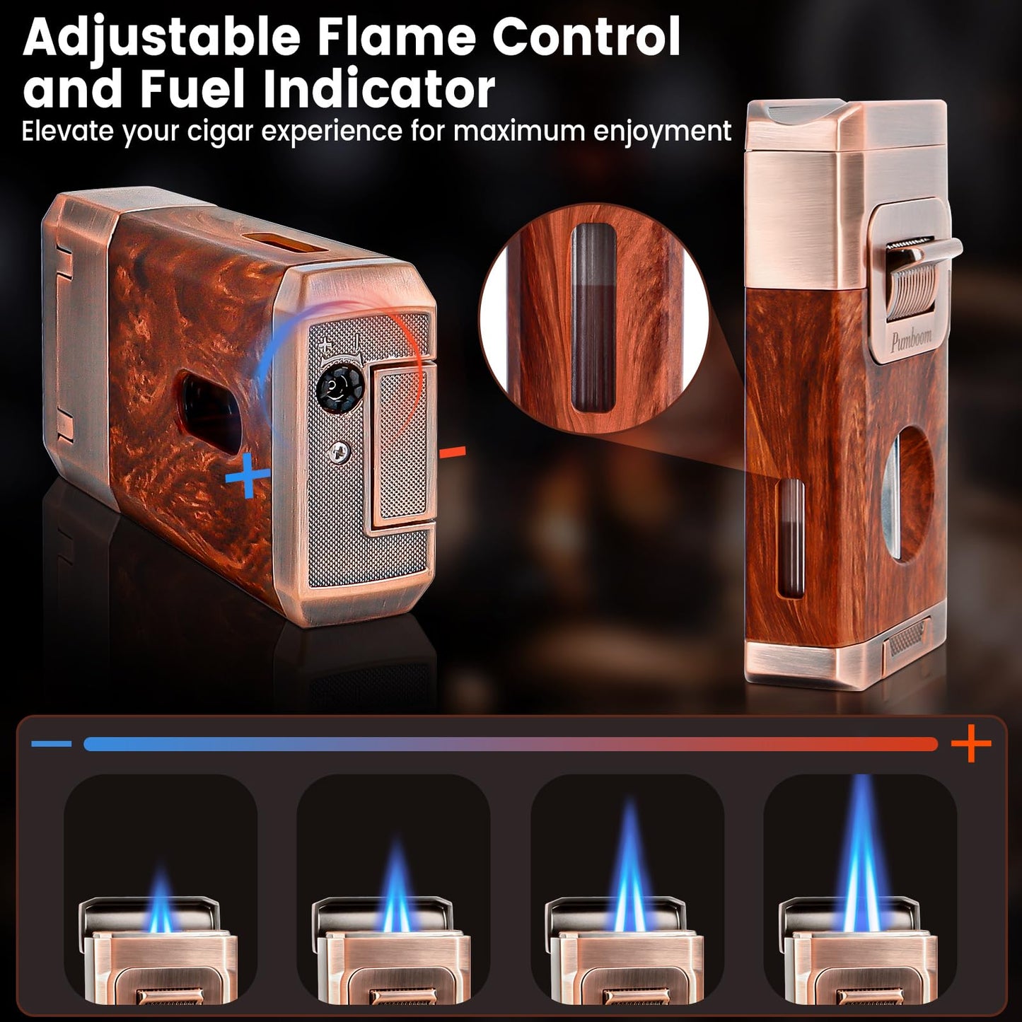 All-in-One Torch Cigar Lighter with Built-in Cigar Cutter V Cut, Cigar Holder, Dual Windproof Jet Flame, Butane Lighter with Gift Box, Cool Lighters for Candle, Smoking, Outdoor Cigar Accessories