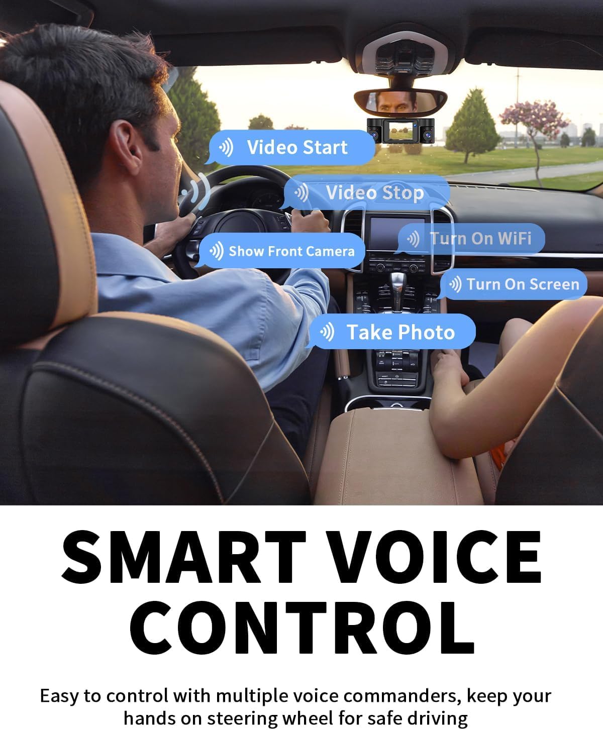 4K Dash Cam, Dashcam Front and Rear, Car Camera 4 Channel, 4K/2K UHD Dash Camera for Cars, Dash Cam Built-in 5GHz WiFi GPS Voice Control, Night Vision, with 64GB Card, 24H Parking Mode V50