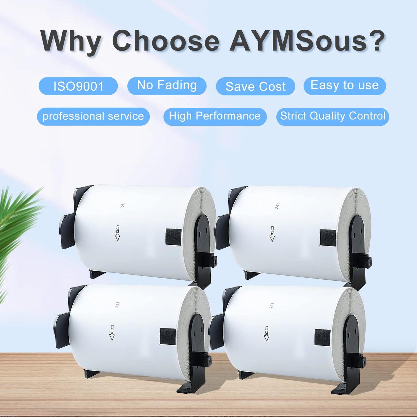 AYMSous 4 Pack DK-1241 DK1241 Die-Cut Wide Shipping Address Label (4" x 6" / 102mm x 152mm) with 2 Reusable Cartridges Paper Replacement for Brother DK-1241 for QL-1050 QL1060N QL1100 QL1110NWB