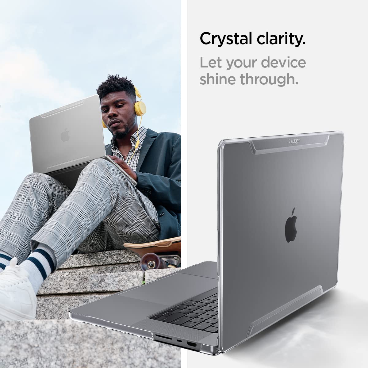 Spigen for MacBook Pro 14 inch Case M5/Pro/Max (2026) M4/M3/M2/M1/Pro/Max (2025-2021) A3112 A3185 A3401 A2918 A2992 A2779 A2442, Thin Fit Transparent Protective Hard Shell Case, Crystal Clear
