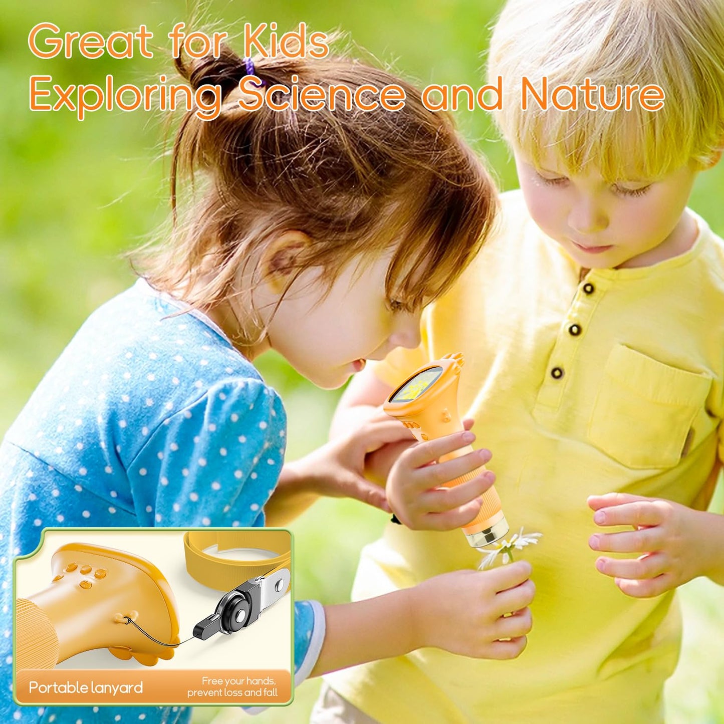Microscope for Kids, SKYBASIC 2" IPS Screen 1000X Handheld Digital Microscopes HD Pocket Portable Mini USB Microscope Camera, PC Compatible, Science Edu Fun Birthday Gift for Children Students- Orange
