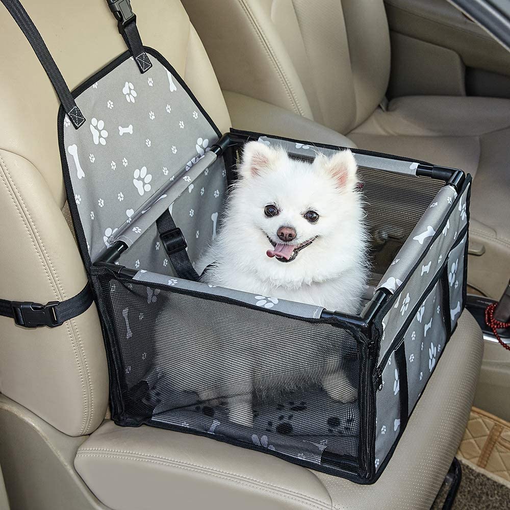 GENORTH Dog Car Seat Pet Booster Seat Pet Travel Safety Car Seat for Medium Dogs Up to 20lb,Breathable Folding Washable Travel Bags for Dogs or Other Pet