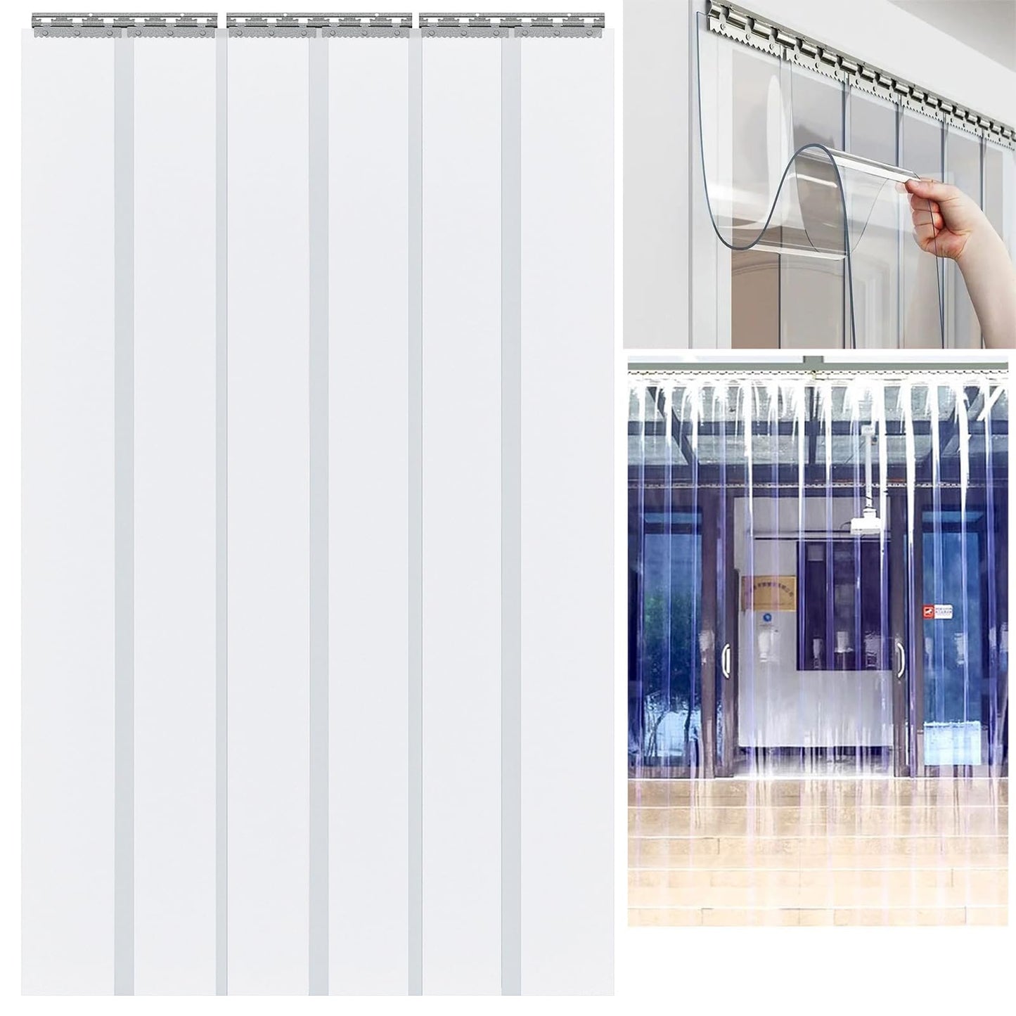 tonchean 6PCS PVC Strip Curtain, High Clear Curtain, Door Curtain, Plastic Door Strips for Garage Coolers Warehouse Storeroom Livestock Shed 78.7'' H x35.4''L