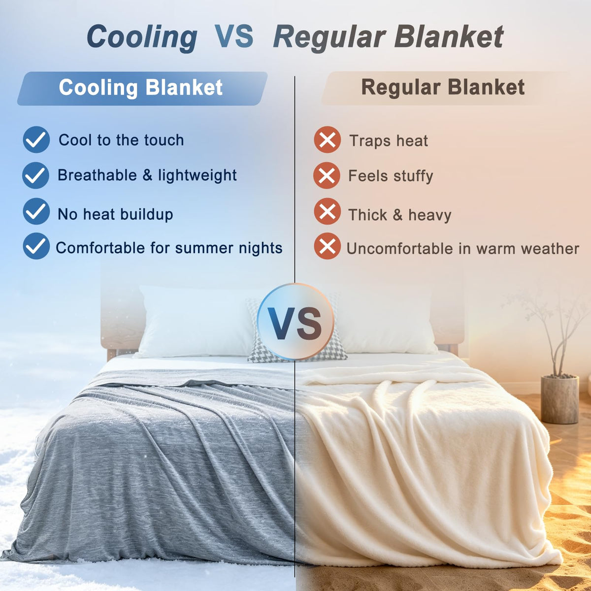 Cooling Blanket Queen Size, Lightweight & Breathable Summer Blanket for Hot Sleepers & Night Sweats, Double-Sided Cool-to-Touch Design, Smooth Cooling Blanket for Bed, 79" x 86"