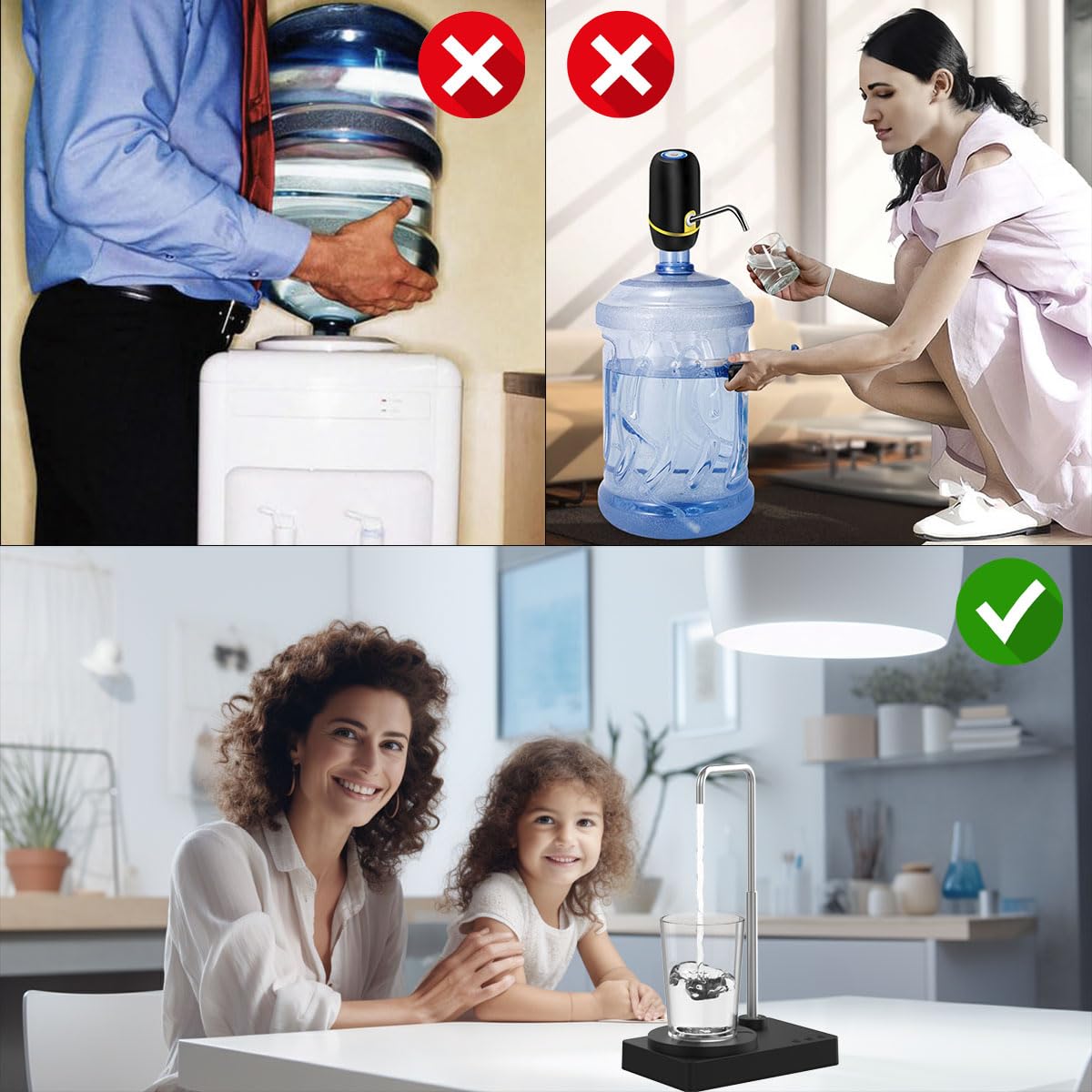 Desktop Water Dispenser, 5 Gallon Water Bottle Dispenser, Smart Electric Desktop Water Jug Dispenser for Home, Office, Outdoor (Black) (Black)