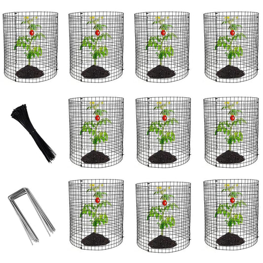 10 Packs 20" H X 12" D Plant Protectors from Animals,Square Garden Wire Plant Cages Mesh,Metal Garden Plant Cloche Protection Barricades for Outdoor Plants, Flowers & Vegetables, Keeps Bunny Chicken