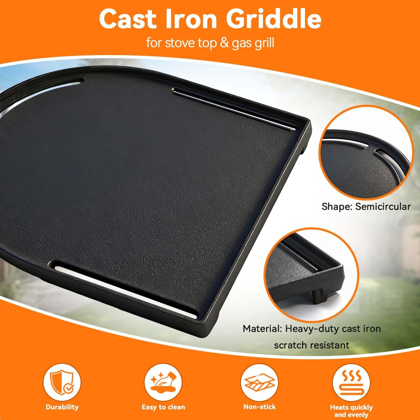 13" Cast Iron Griddle for Coleman Roadtrip Grill 285 225 Table Top Accessories Replacement Parts - Nonstick Reversible Griddle for Stove Top/Gas Grill/Oven & Outdoor BBQ for Swaptop Cooktop LX LXE LXX