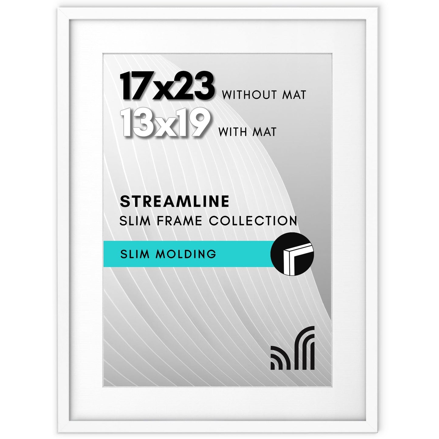 Americanflat 17x23 Picture Frame with Polished Plexiglass - Use as 13x19 Frame with Mat or Display 17x23 Photo Without Mat - Streamline Collection - Thin Border Picture Frames for Wall - White