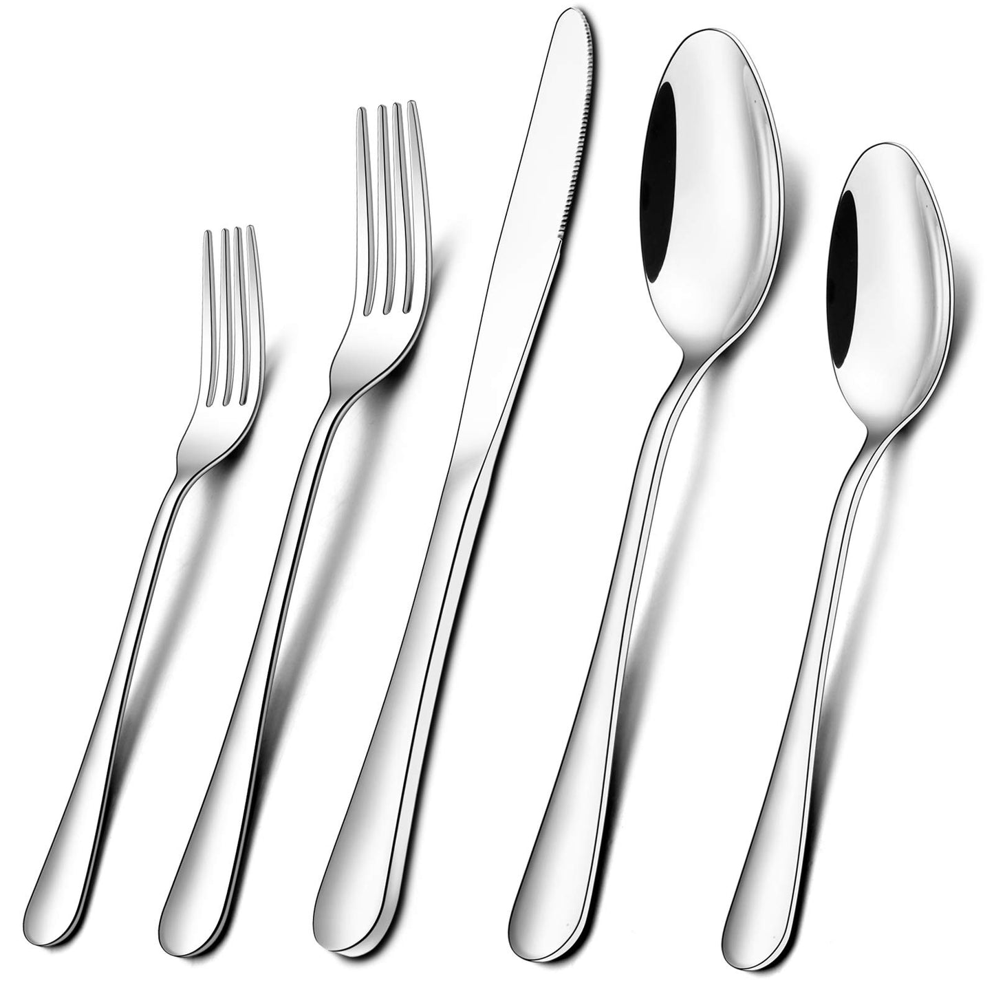 40 Piece Silverware Set, Wildone Stainless Steel Flatware Utensils Service for 8, Include Knives/Forks/Spoons, Mirror Polished, Dishwasher Safe