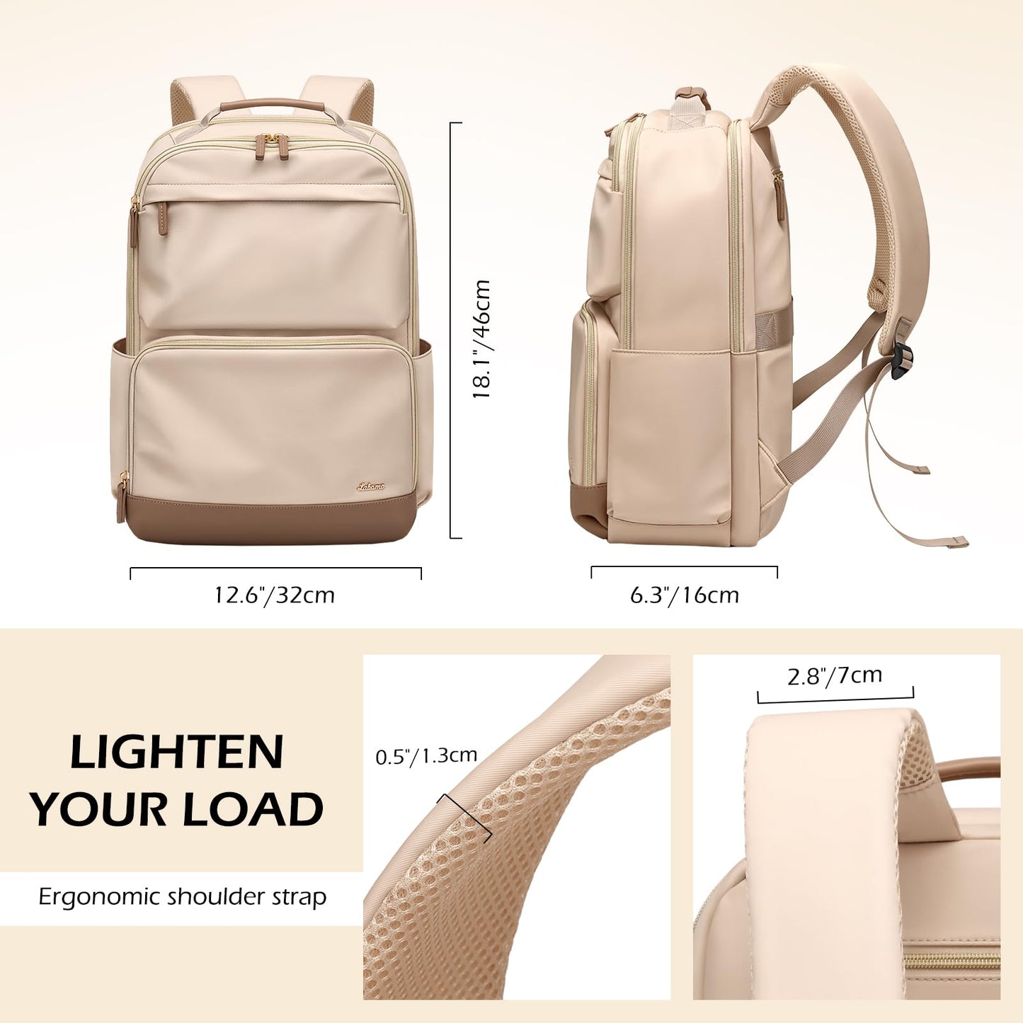 LABOMO Laptop Backpack for Women Men, Womens Work Backpacks with 16 Inch Laptop Compartment Waterproof Computer Bag Casual Backpack Purse for Work School Travel