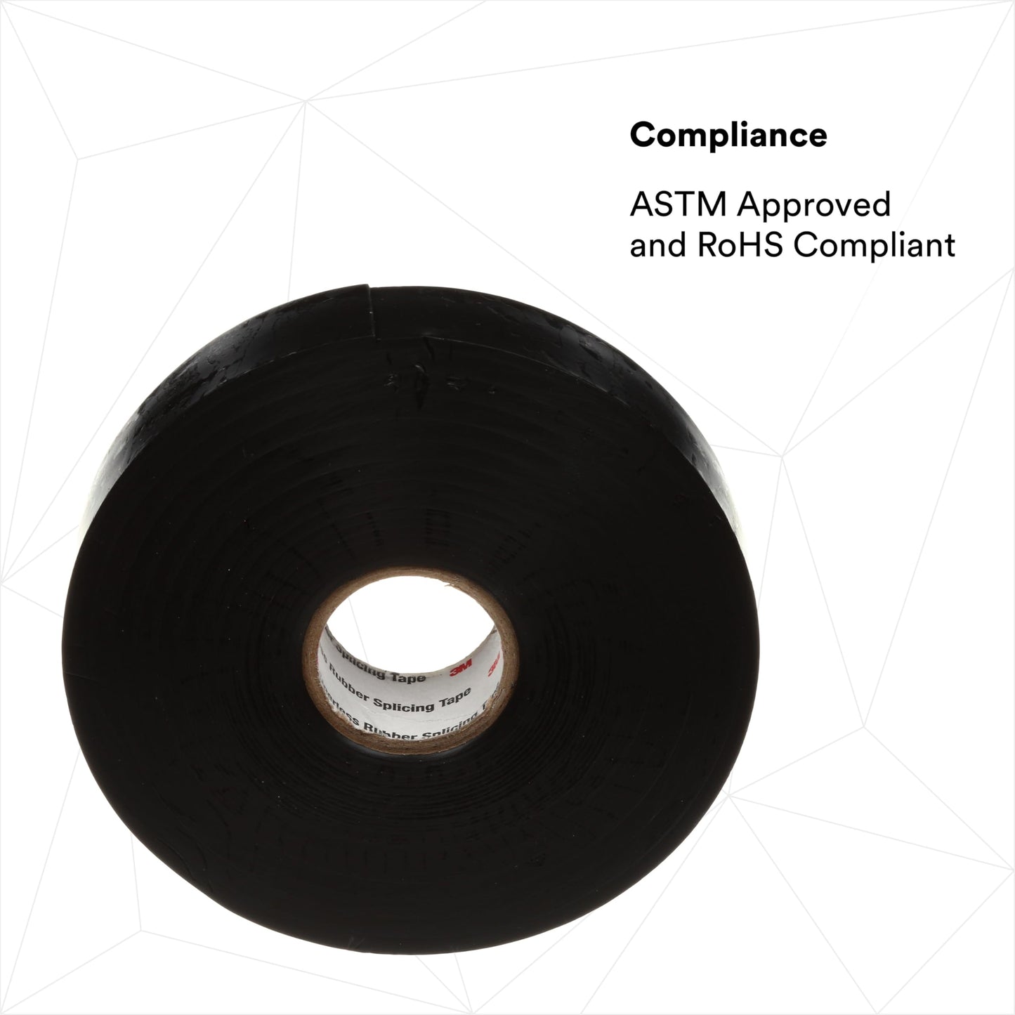 3M Linerless Electrical Rubber Tape 2242, 1-1/2 in x 15 ft, 1 in core, Black, General Purpose Self-Fusing Insulating Tape, 1 Roll