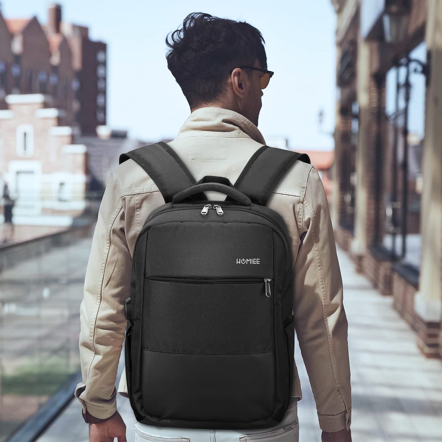 HOMIEE 15.6-Inch Laptop Backpack, High-Capacity Backpack for Men Women USB Charging Port Travel/Business/College Backpack