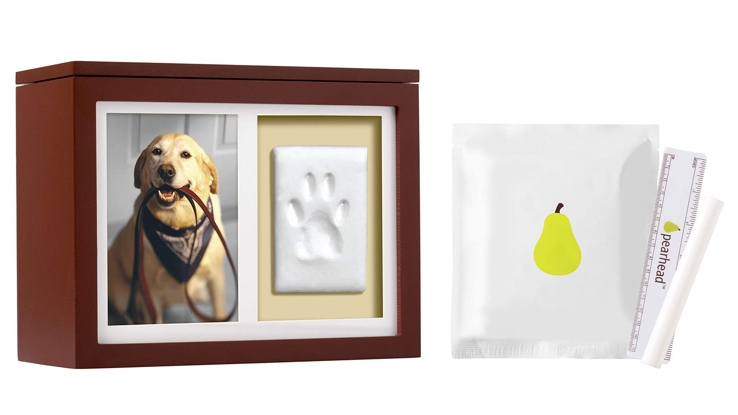 Pearhead Pet Memorial Photo Memory Box and Paw Print Kit, Dog or Cat Pawprint DIY Kit, Pet Urn or Keepsake Memory Box, Espresso