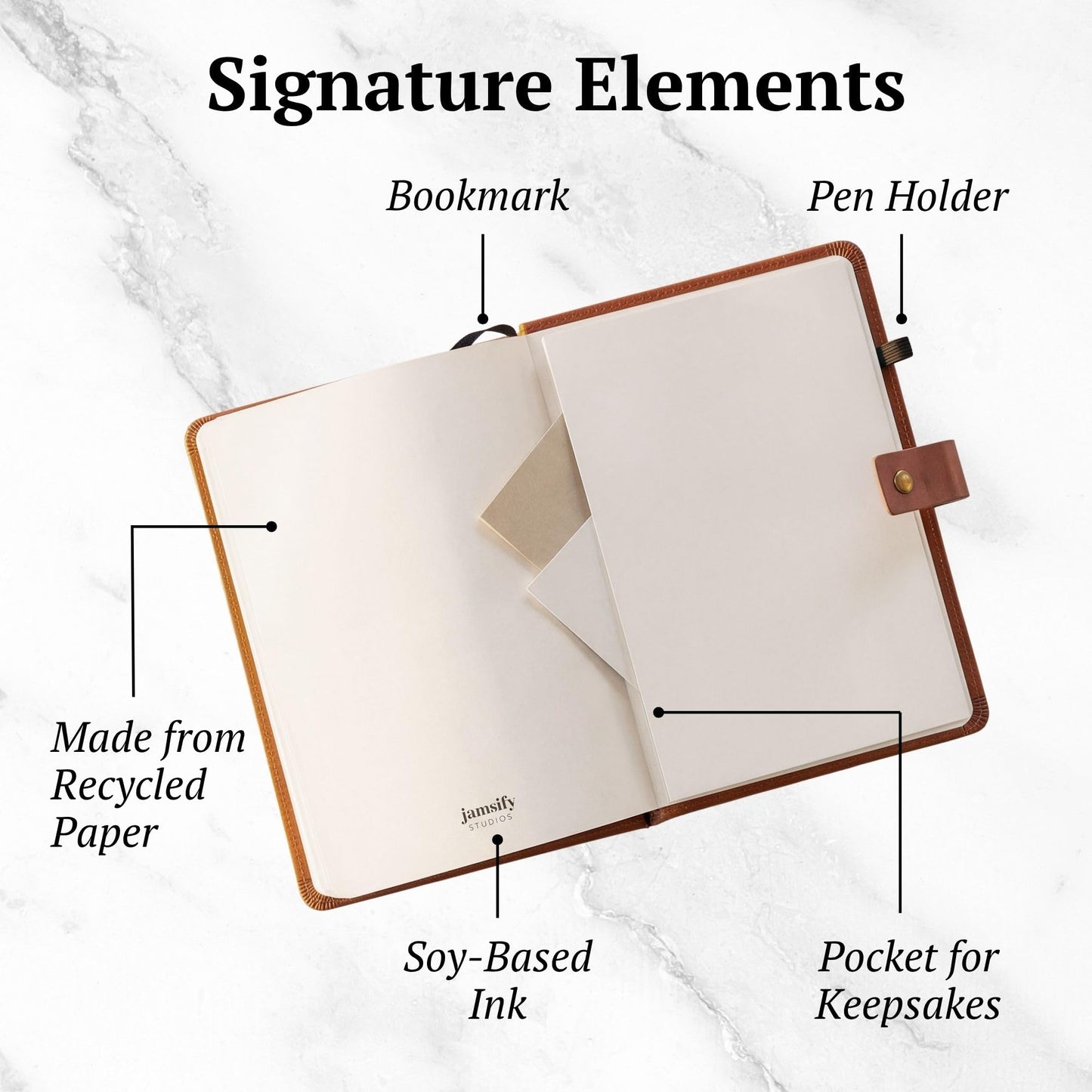 Jamsify Studios Travel Journal with Prompts (Hardcover) 2nd Edition - Vegan Leather Adventure Essential - 2-Page-A-Day Travel Journal (40 Days) for Women Men Nonbinary - A5 Daily Diary & Traveler Notebook - Gift - Present