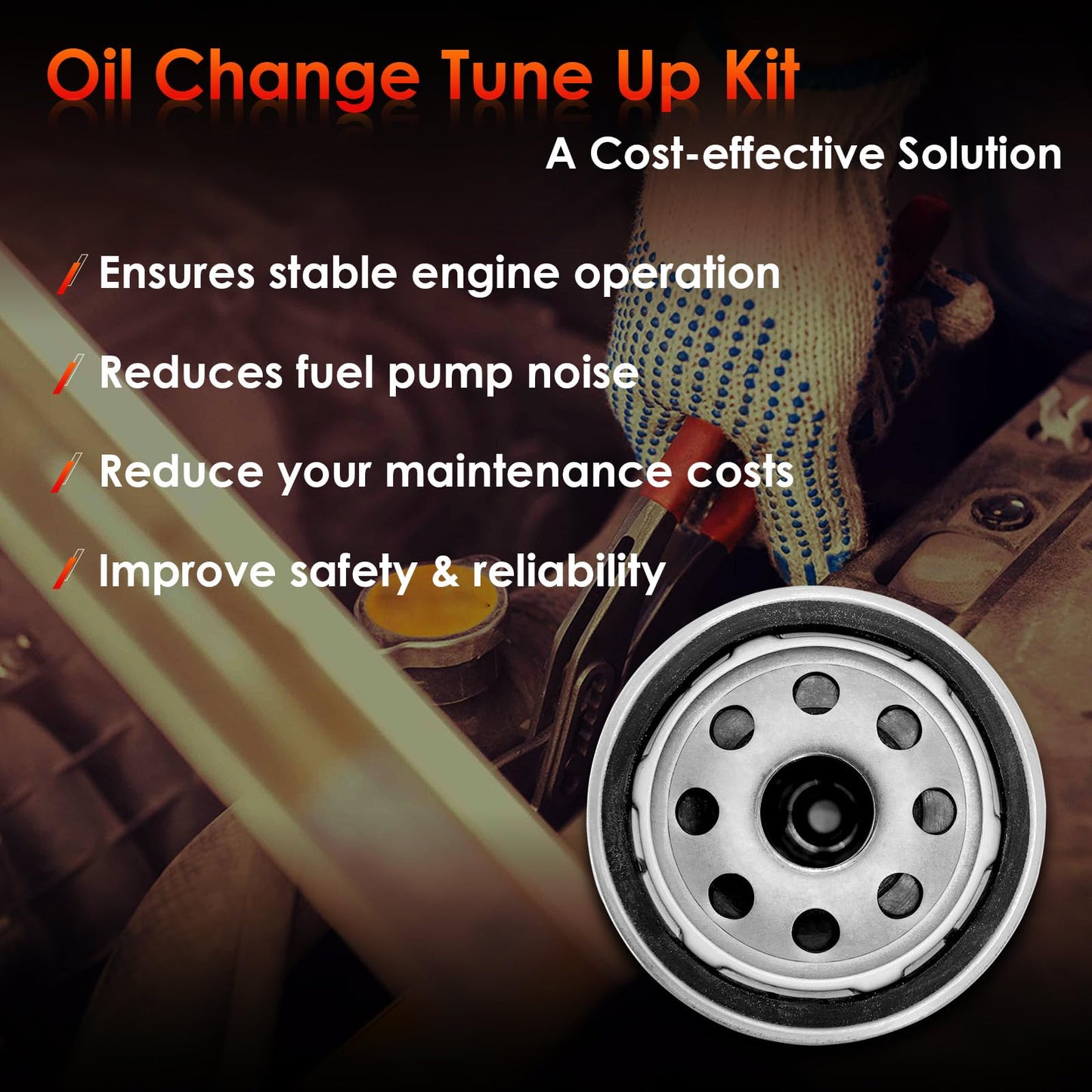 Tune Up Kit 140-3116 Air Filter, 122-0836 Oil Filter, 149-2341-01 Fuel Filter & 167-1638 Spark Plug, Compatible With Onan RV QG Generators 5500 7000, HGJAA HGJAB HGJAC & Marquis Gold/RV QG
