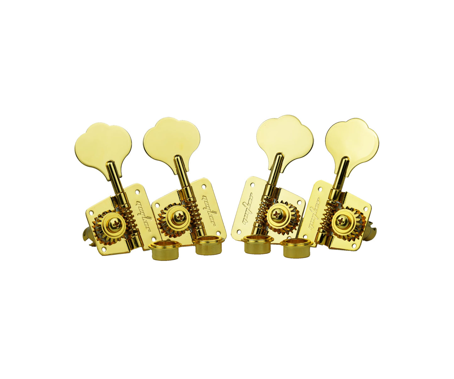 Guyker Bass Tuners (2R + 2L) - 1:20 Ratio Open Gear Tuning Key Pegs Machine Head Replacement for Electric Jazz Guitar Bass or Precision Instruments - GK530 Gold