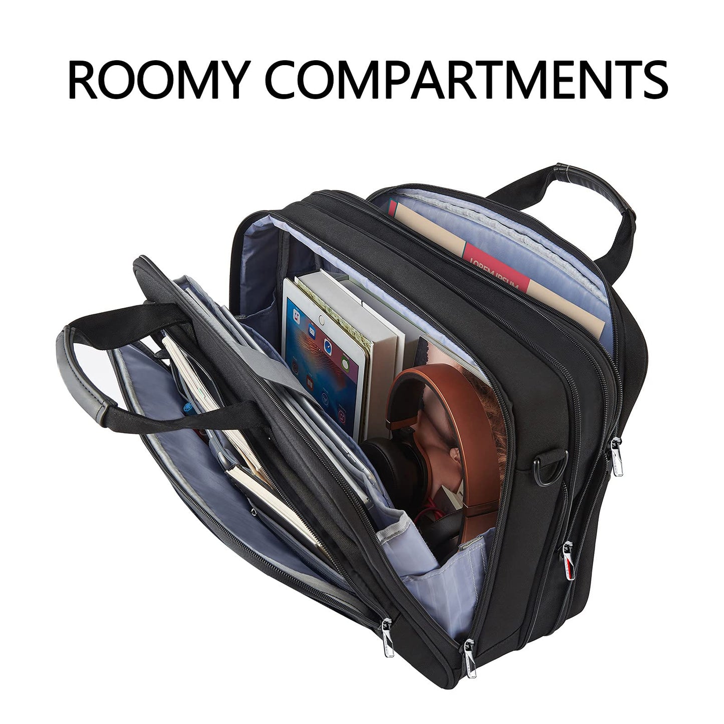 VANKEAN Laptop Bag Premium Laptop Case Business Briefcase Fits Up to 17.3 Inch Laptop Expandable Water-Repellent Shoulder Messenger Bag for Men/Women Computer Bag for Travel/Business/School-Black