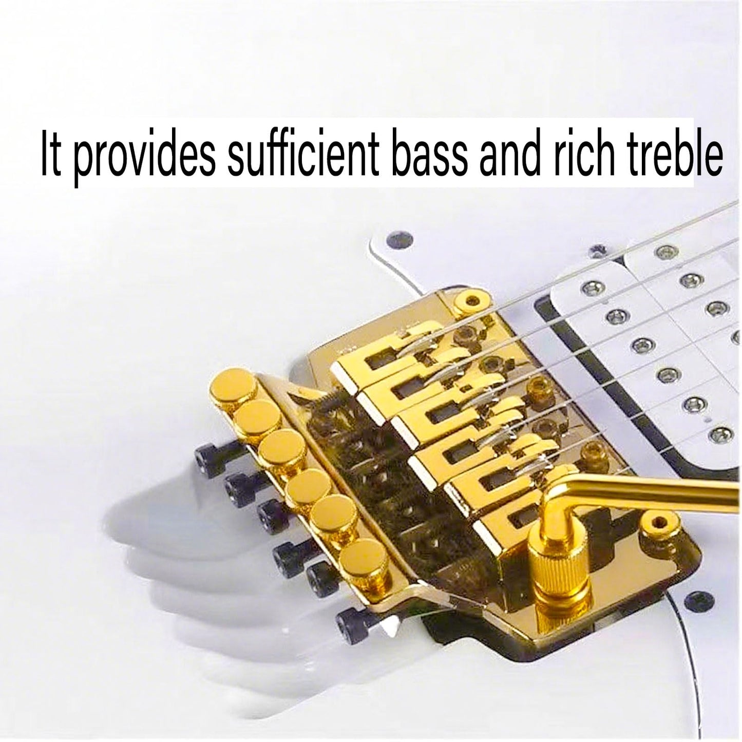 Double Locking Tremolo Bridge System with Arm - Compatible with Floyd Rose & Strat Replacement| Chrome Upgrade Kit for Electric Guitars (Gold)
