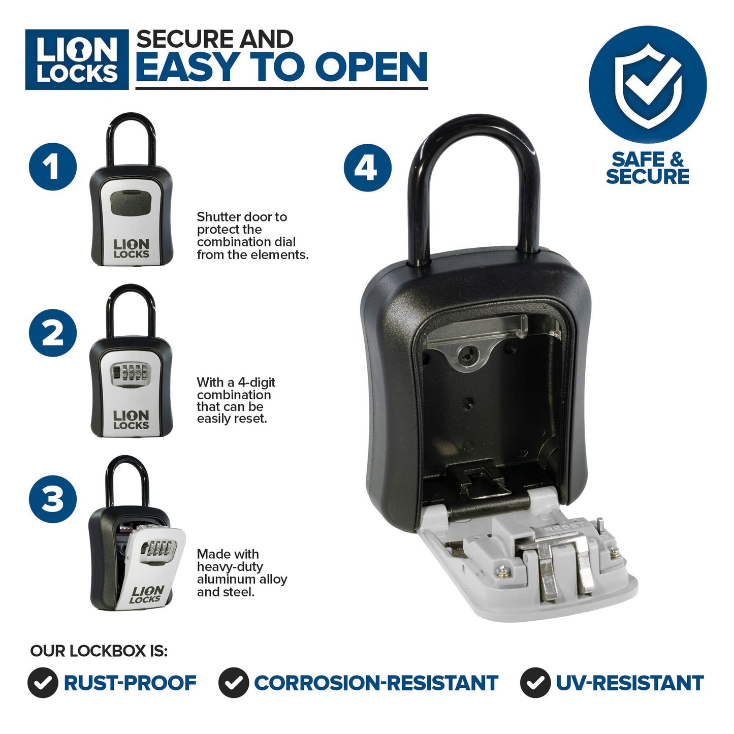 Lock Box for Keys - Lockbox for House Key, Lock Box with Combination for Real Estate, Car, House, Waterproof Key Safe - Easy Installation (6 Pack)