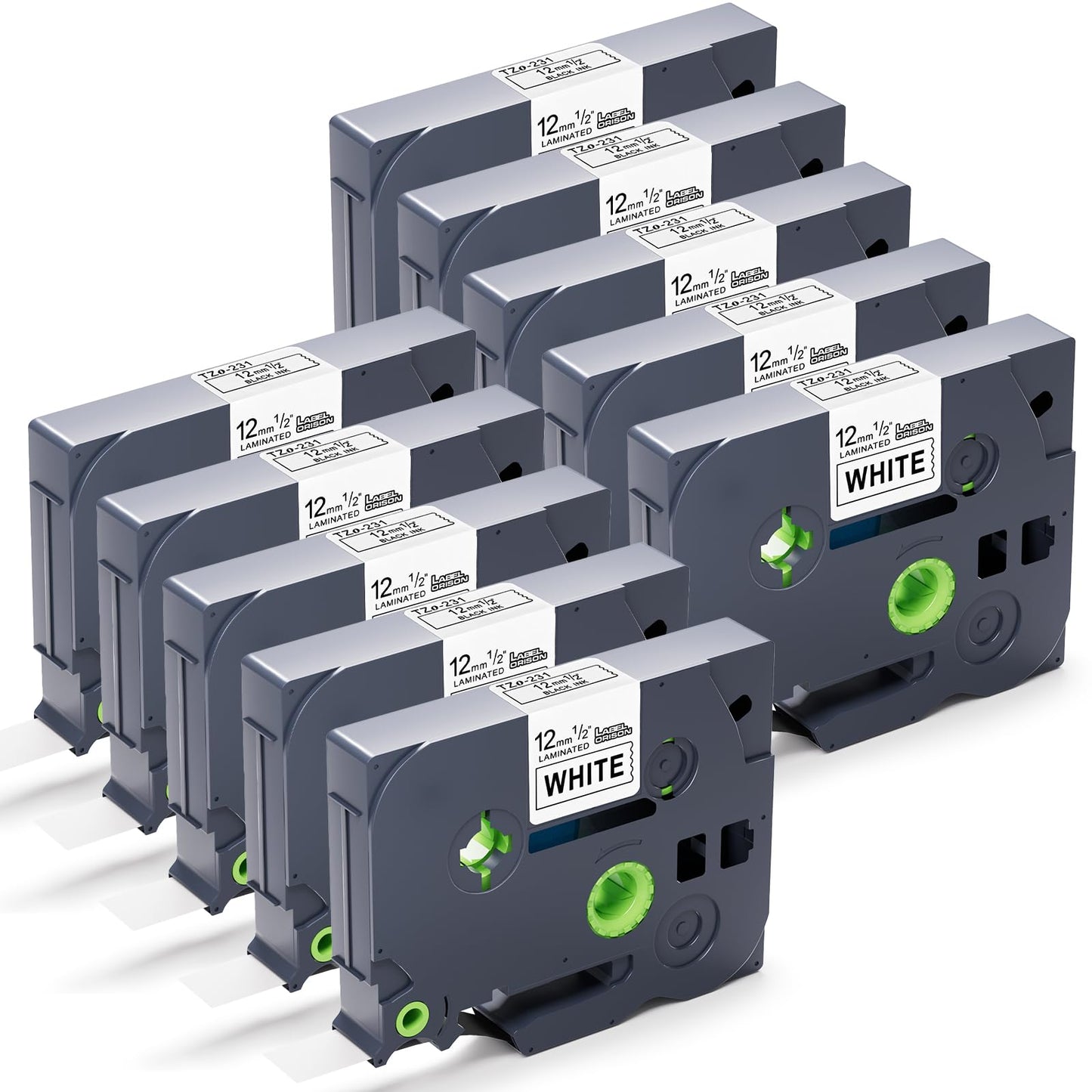 Label Orison 10Pack Label Tape TZe-231 TZ-231 Compatible with Brother P-Touch 12mm Tze Tz Tape Cartridge Cassette Refills for PT-H110 PT-D210 PT-D400 Label Maker,Black on White,12mm x 26.2Feet(1/2x8m)