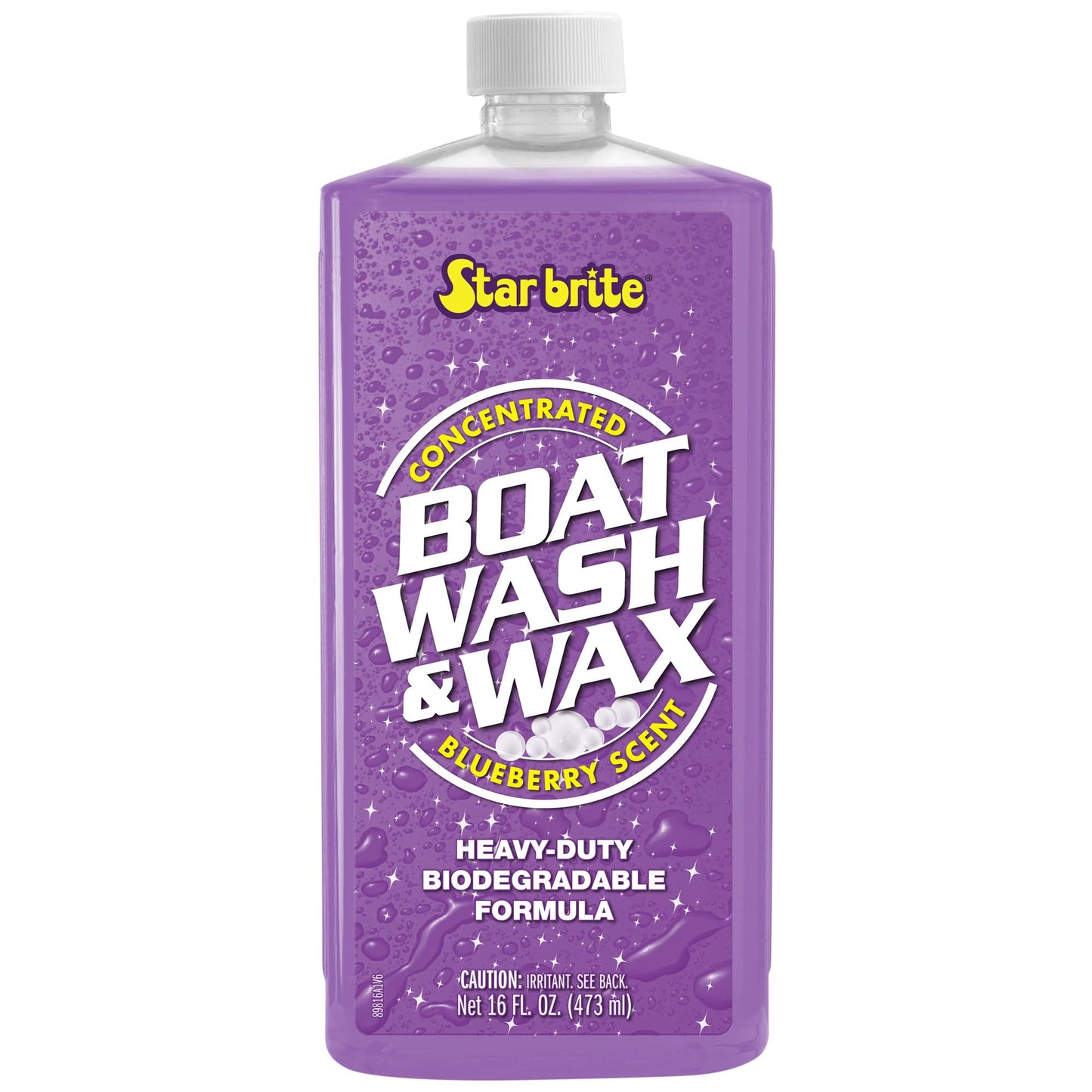 STAR BRITE Boat Wash & Wax - Heavy Duty Concentrate - Clean, Shine & Protect in One Easy Step - Blueberry Scent - 16 OZ (089816)