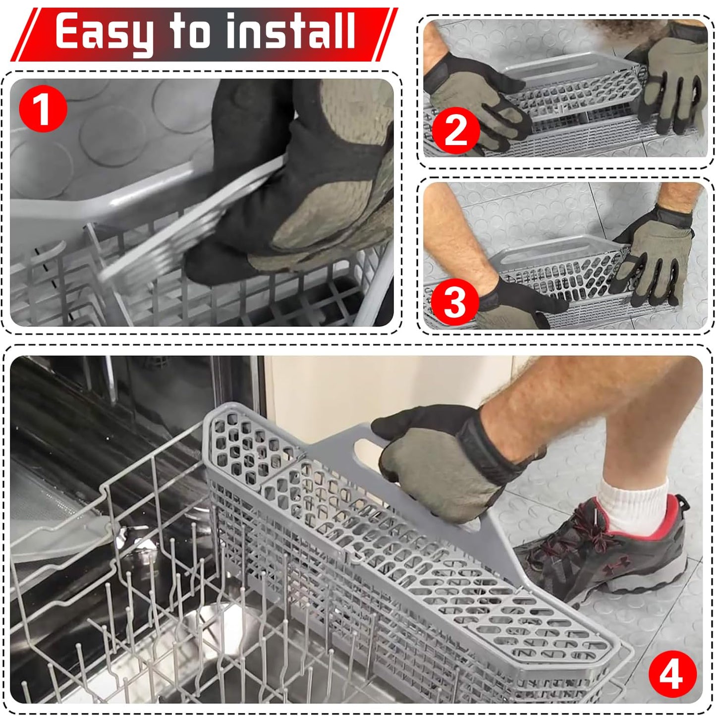 WD28X10128 Dishwasher Silverware Basket (19.7"x3.8"x8.4") Compatible with GE Dishwasher-Replace AP3772889, WD28X10127, 1088673, AH959351, EA959351, PS959351-1pcs