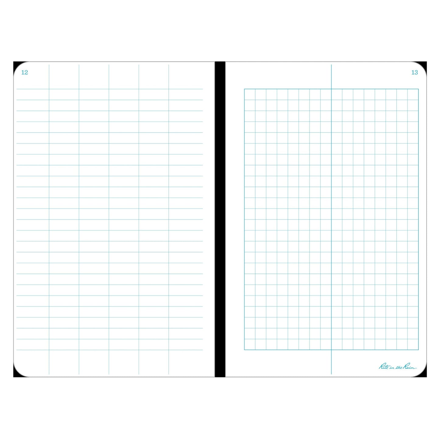 Rite in the Rain Weatherproof Hard Cover Notebook, 4.75" x 7.5", Yellow Cover, Field Pattern (No. 350F-X)