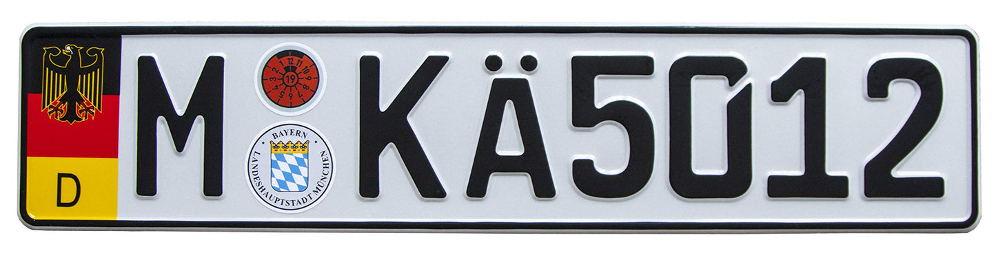 International Tie European German Euro License Plate with Random Numbers (Munich)