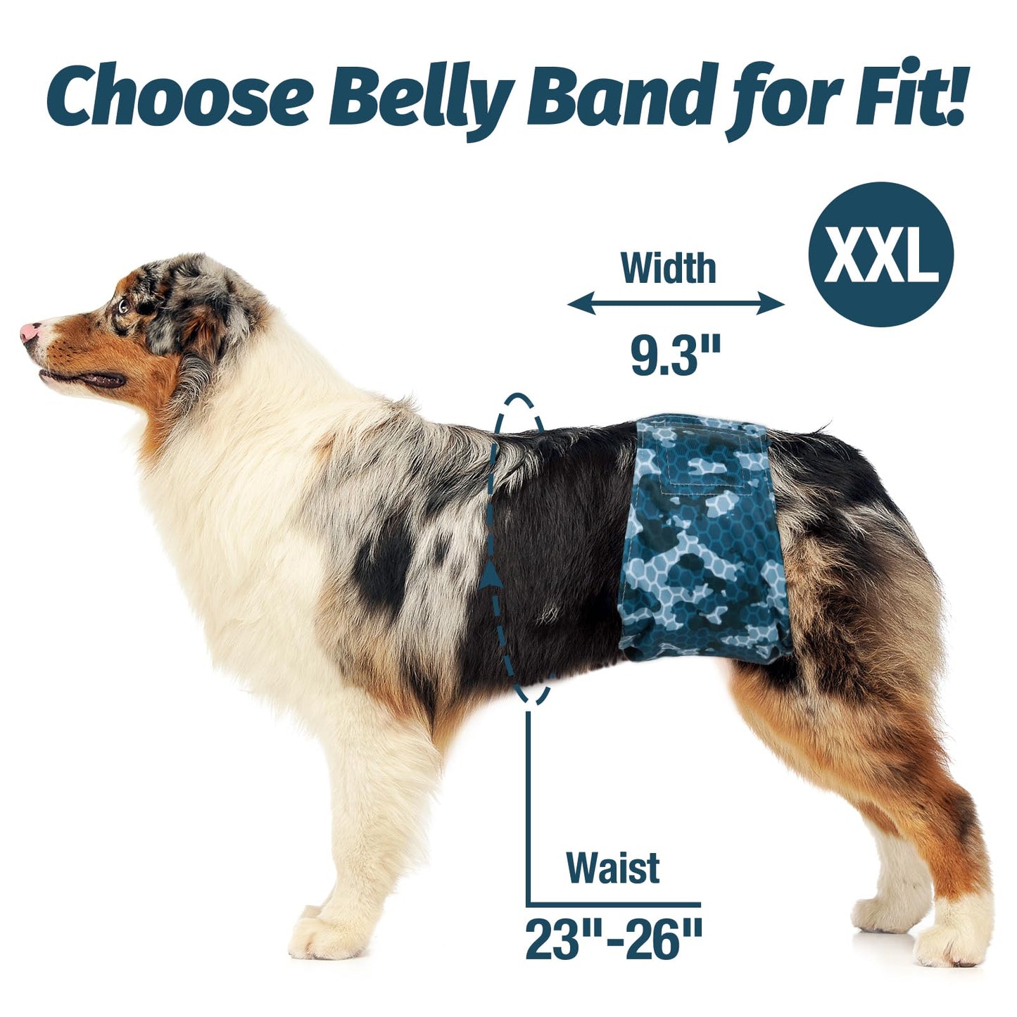 Pet Soft Washable Dog Diapers - Male Dog Belly Bands Diapers for Doggy, Washable Male Dog Belly Wraps 3Pack(Army, XXL)