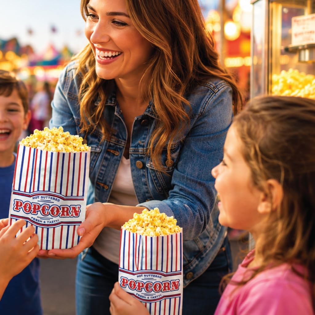 Carnival Canada Popcorn Bags Small Size 1oz Case of 1000 – Greaseproof Paper Popcorn Bags for Parties, Movie Nights, Schools, Fundraisers & Concession Stands – Made in Canada