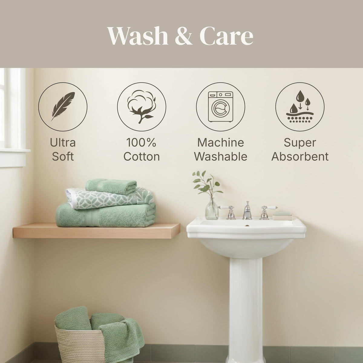 Modern Threads Trefoil Filigree 6-Piece Reversible Yarn Dyed Jacquard Towel Set - Bath Towels, Hand Towels, & Washcloths - Super Absorbent & Quick Dry - 100% Combed Cotton