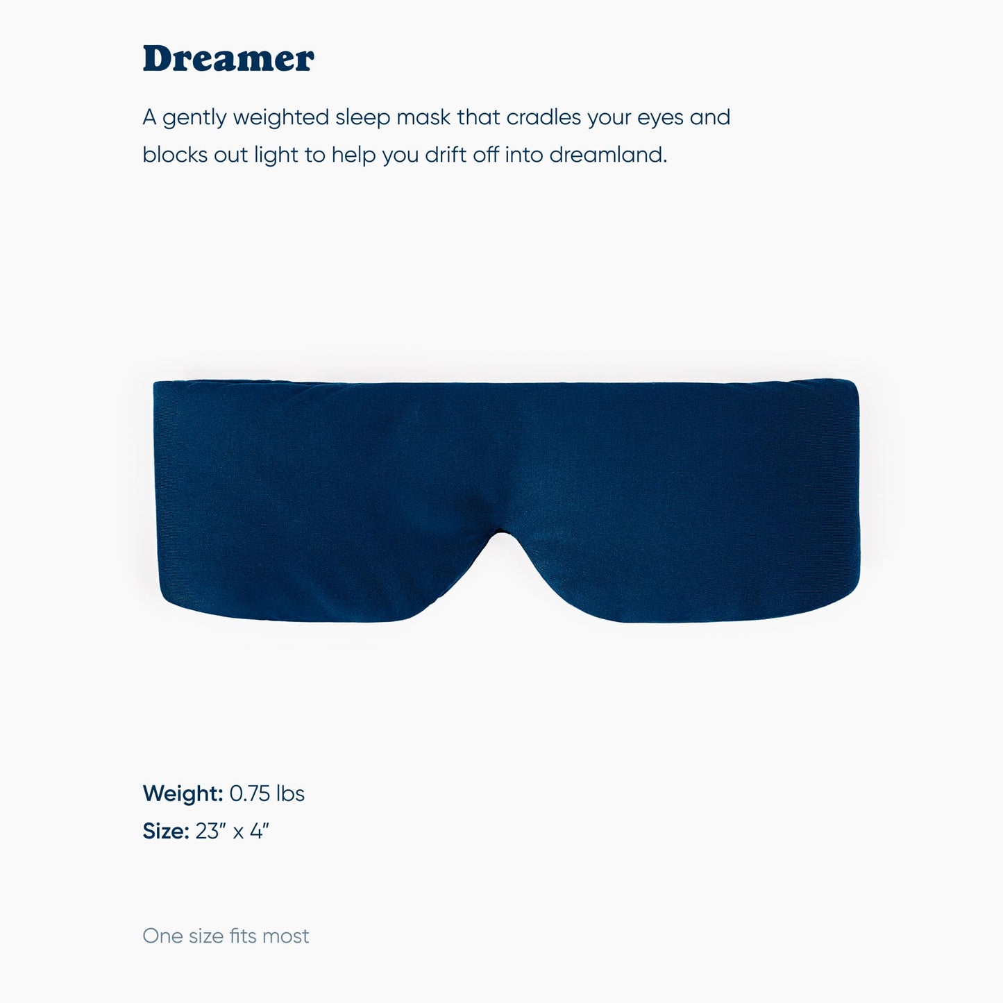 Bearaby Midnight Blue Sleep Mask 23” x 4” Weighted Eye Mask for Sleeping 0.75 lbs 100% Light Blocking Mask for Travel and Rest Silky Soft Fabric for Deep Gentle Sleep