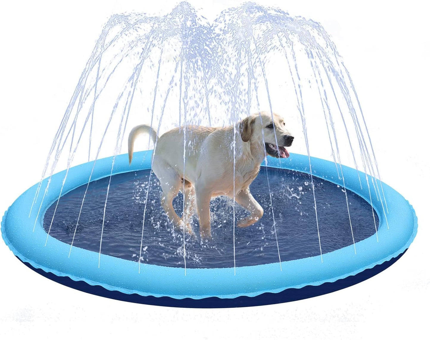 Splash Sprinkler Pad for Dogs, Non-Slip Pet Thickened Durable Wading Bath Pools, Splash Play Mat Outdoor Game Toys for Pets(59 inch)