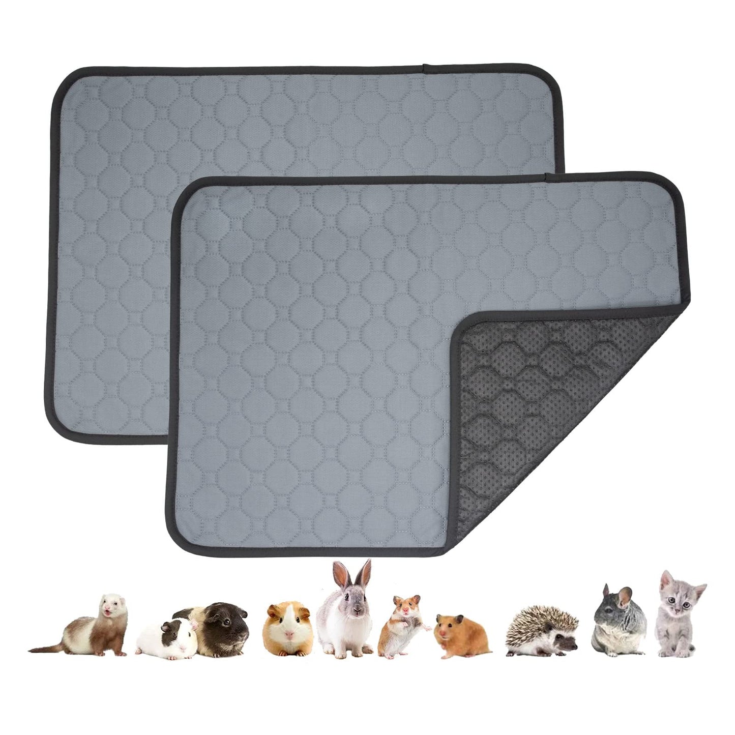 Fantperful Pet-Cage Liners-Mat Pee Pads-Bedding - for Guinea Pig Hamsters Chinchillas Bunny Rabbit Ferrets Rat Hedgehogs Small Cat Dog Puppies Small Animal 2 Packs (XL(27.55x39.37inch))