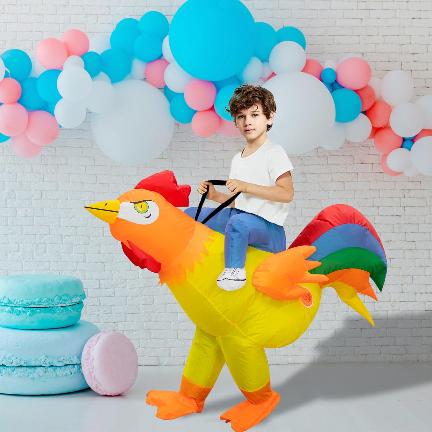 Stegosaurus Inflatable Costume for Kids Ride On Chicken Costume Funny Halloween Costumes Rooster Blow up Costumes