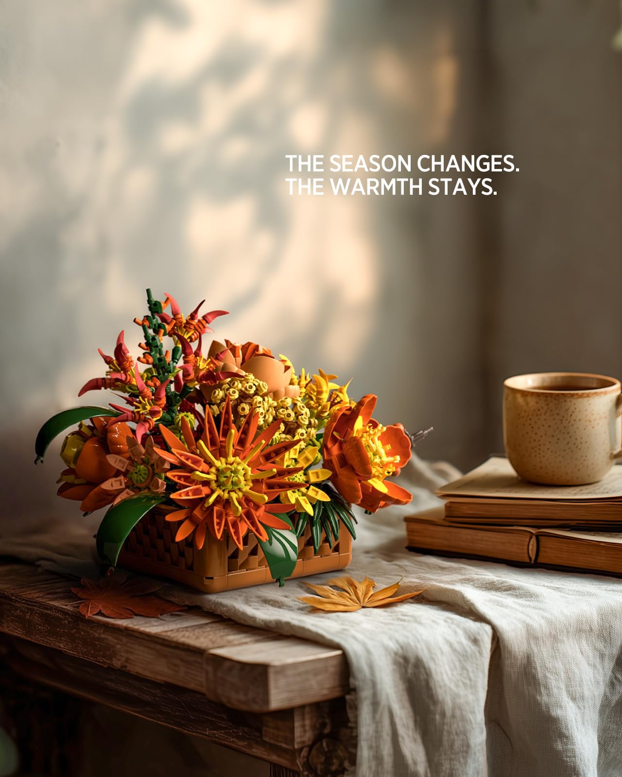 Nifeliz Floral Basket Building Set for Adults, Fall-Inspired Flower Arrangement Decor Kit, Seasonal Home or Office Display, Mindful Gift Idea (1,284 PCS, NF10325)