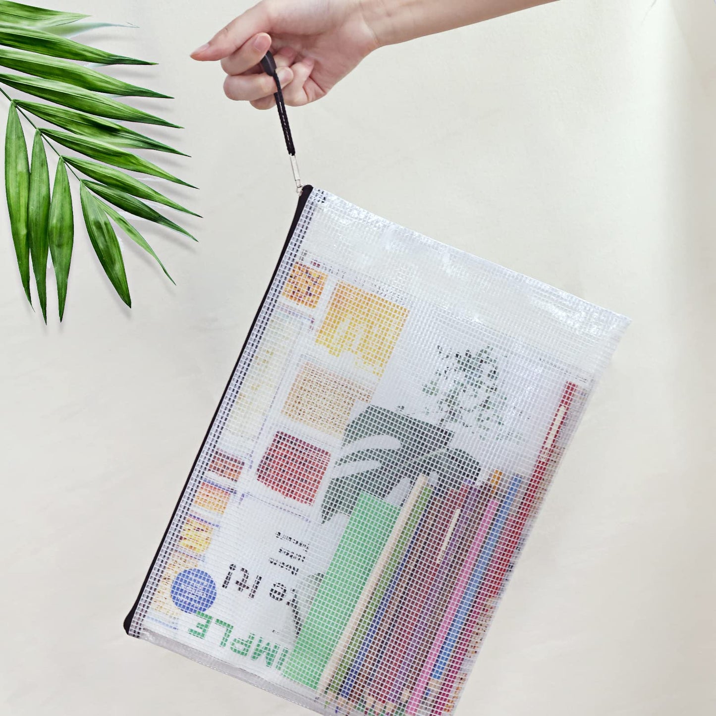 EOOUT 56pcs Mesh Zipper Pouch Zipper Bag, Durable Pouches for Organization Puzzle Storage, Letter Size, A4 Size, for Office Supplies