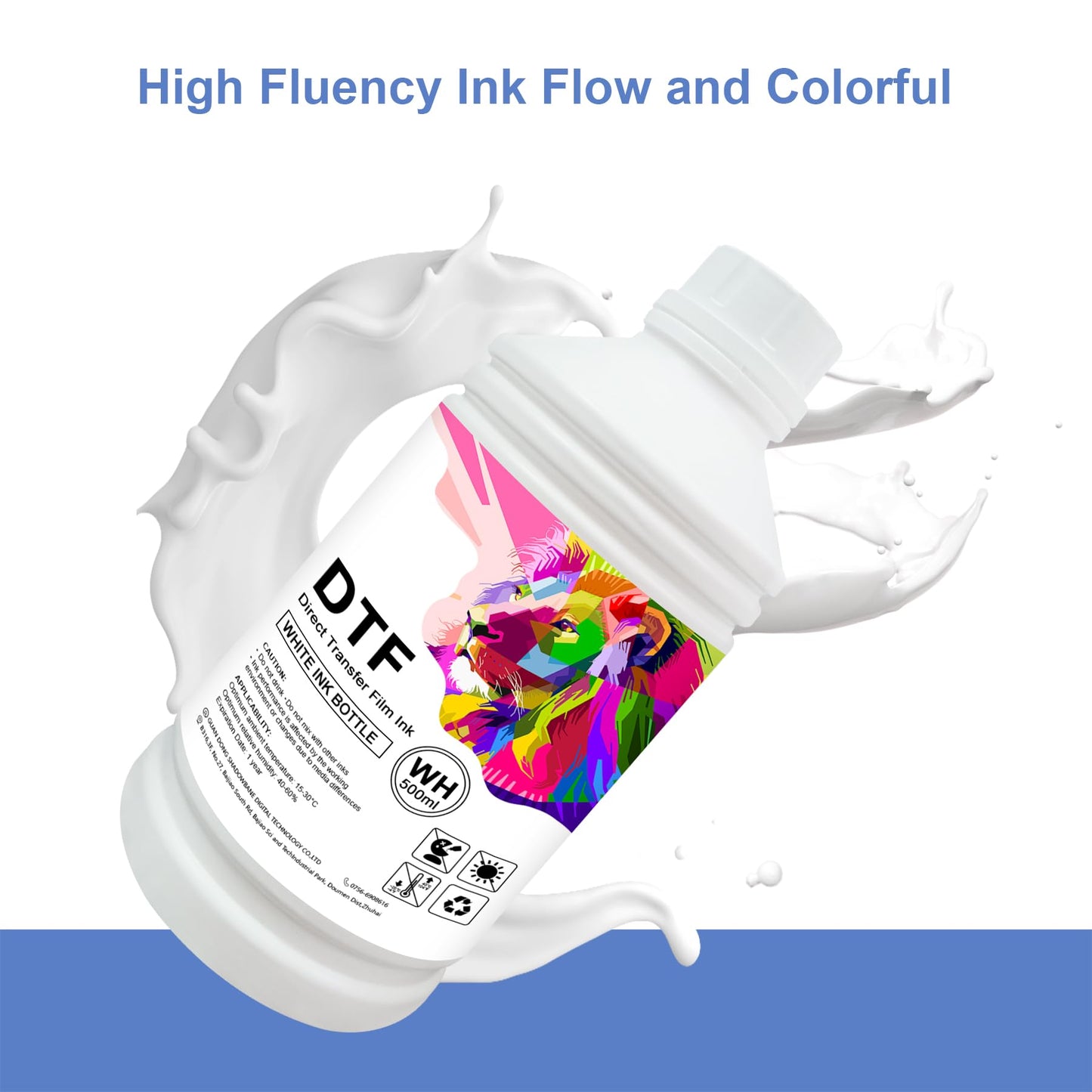 DTF White Ink 500ml, Compatible Replacements for Printers et-8500 et-8550 3020 l1000 l1800 xp15000, White DTF Refill for L805 XP600 DX7 DX5, 1 Pack Heat Transfer Ink Conversion Kit Refill